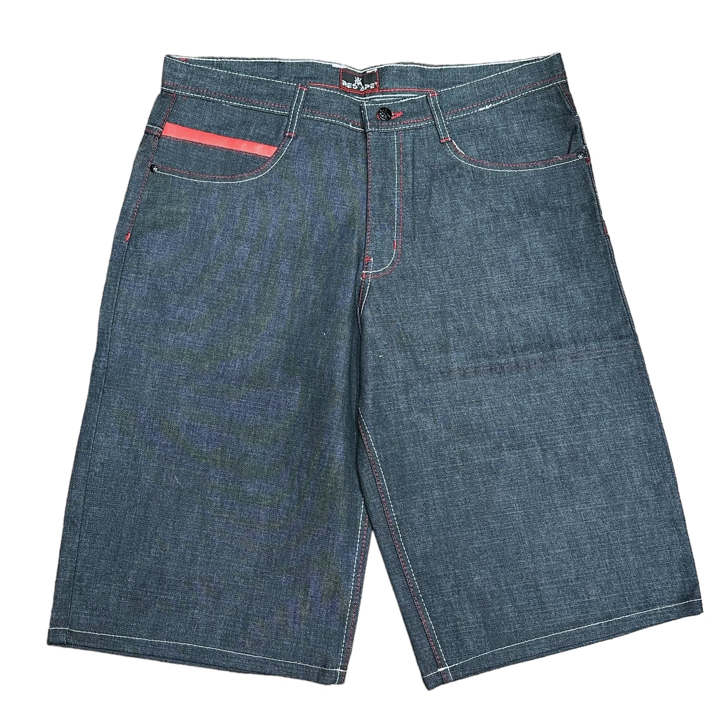 Vintage Y2K Red Ape Embroidered Blue Denim Shorts