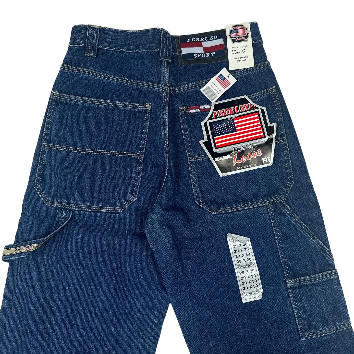 Vintage Y2K Perruzo Sport Blue Denim Carpenter Pants