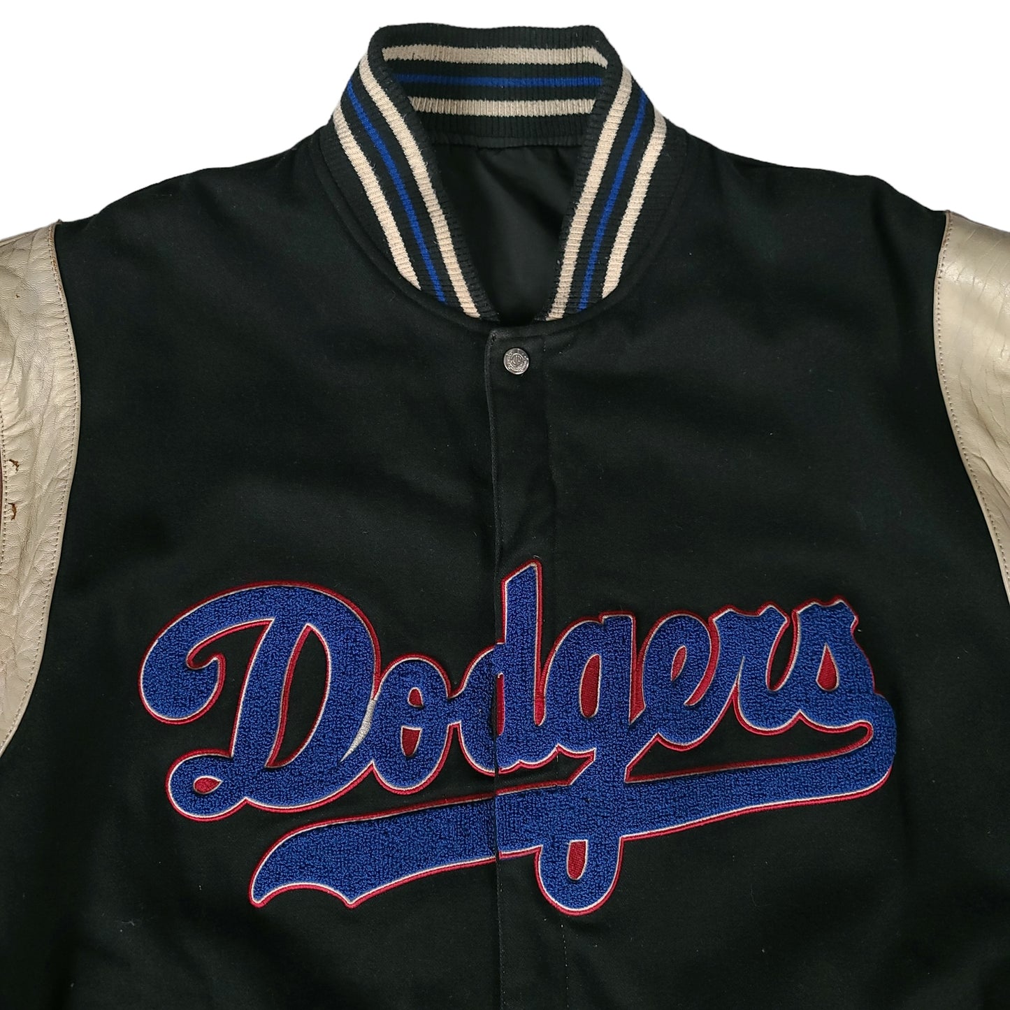 Vintage 90's Brooklyn Dodgers MLB Baseball Jeff Hamilton Reversible Wool Leather Jacket