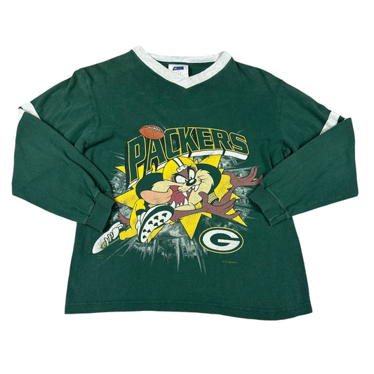 Vintage Green Bay Packers Taz Looney Tunes 1997 Youth Long Sleeve Tee