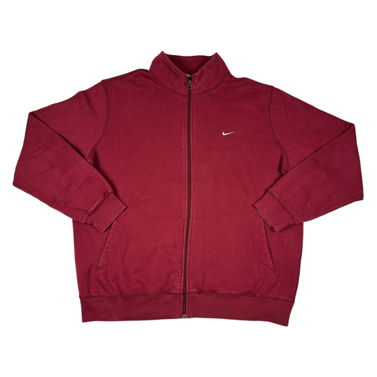 Vintage Nike Y2K Sweatshirt Maroon Full Zip