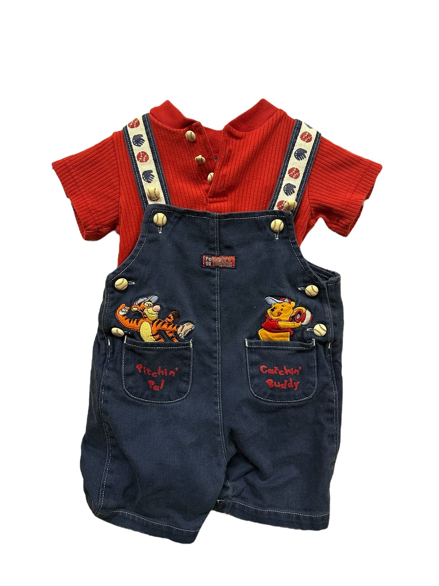 Winnie the Pooh Shortalls Baseball Set Blue