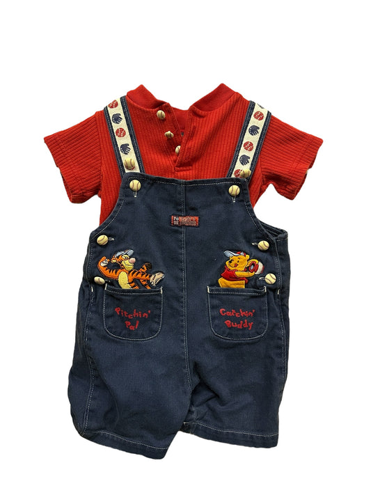 Winnie the Pooh Shortalls Baseball Set Blue