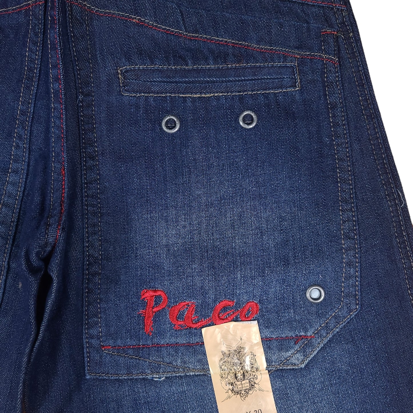 Vintage Y2K Embroidered Blue Denim Wide Leg Paco Jeans