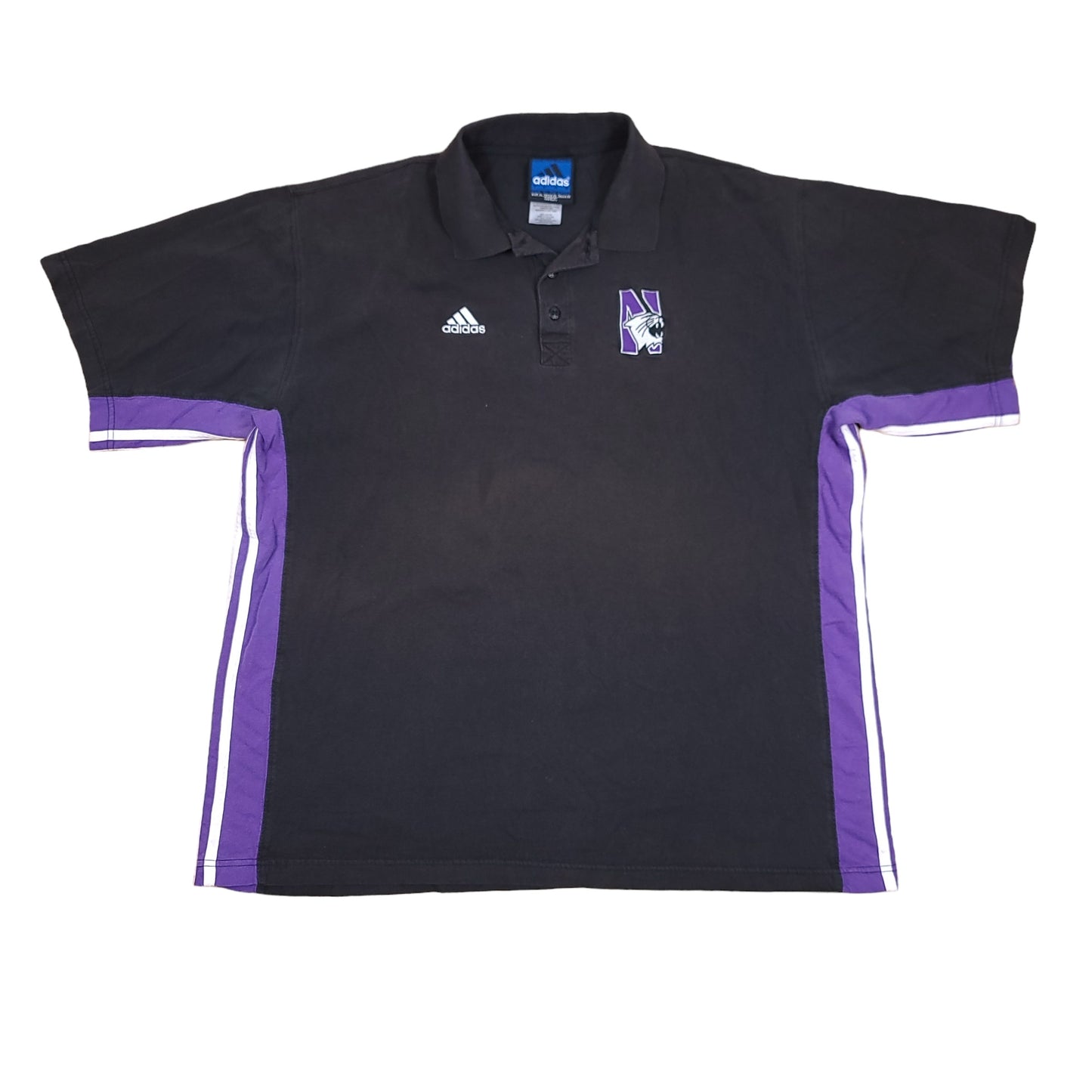 Vintage Northwestern University Wildcats Black Purple adidas Polo