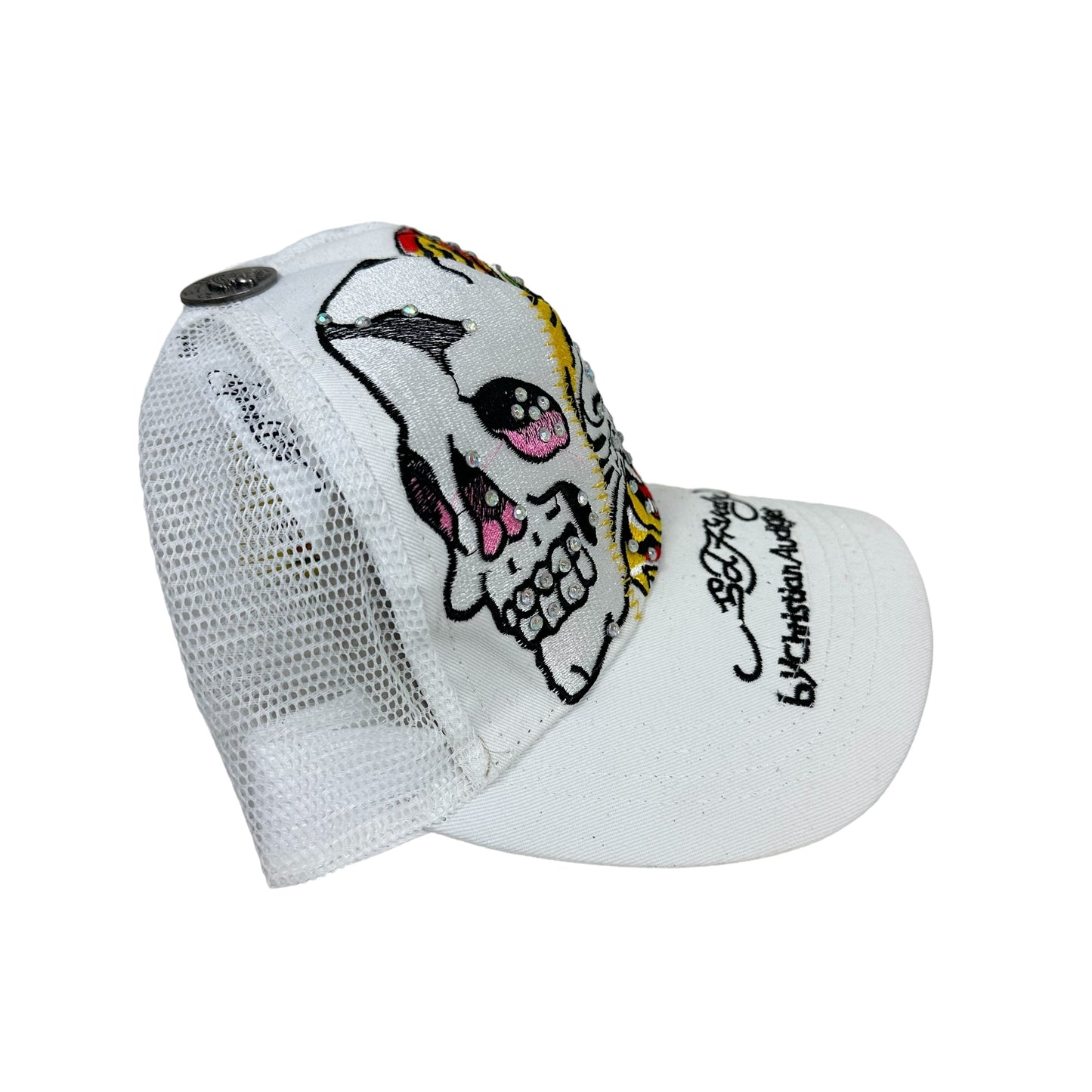 Ed Hardy Skull Tiger Rhinestone Trucker Hat