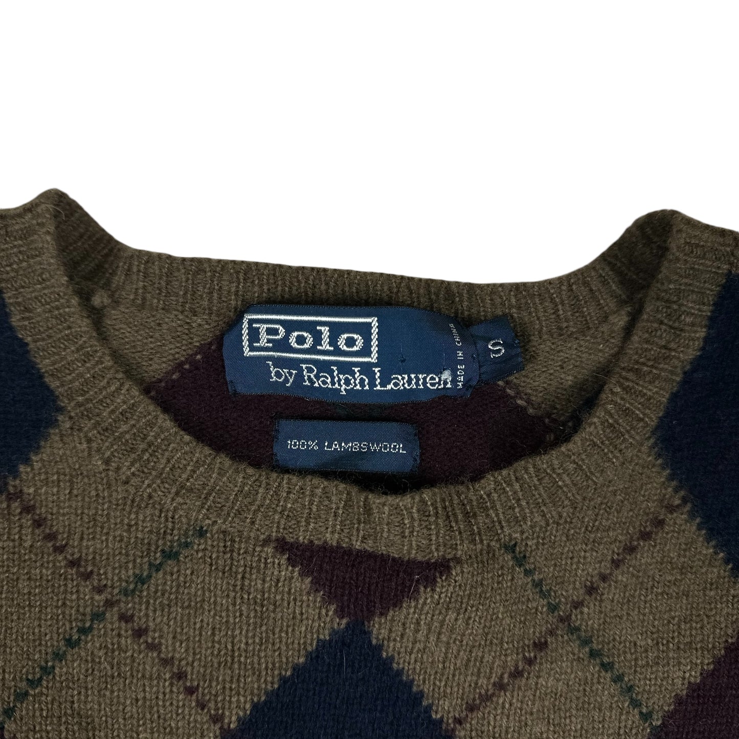 Vintage Polo Ralph Lauren Sweater Brown Knit Argyle