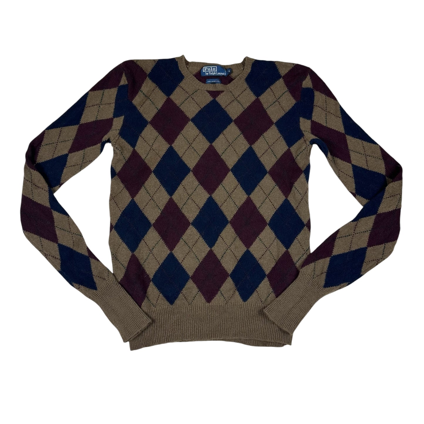 Vintage Polo Ralph Lauren Sweater Brown Knit Argyle