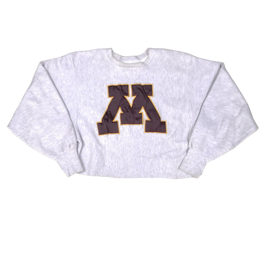 University of Minnesota Golden Gophers Cropped Gray Champion Reverse Weave Sweatshirt