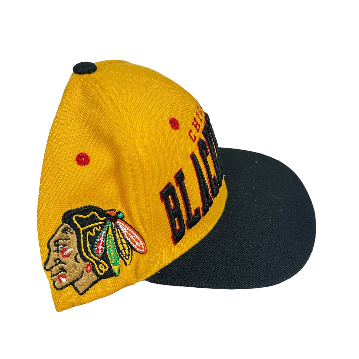 Vintage Chicago Blackhawks Yellow Zephyr Snap Back Hat