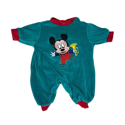 Vintage Mickey Mouse Onesie Velour Turquoise Infant