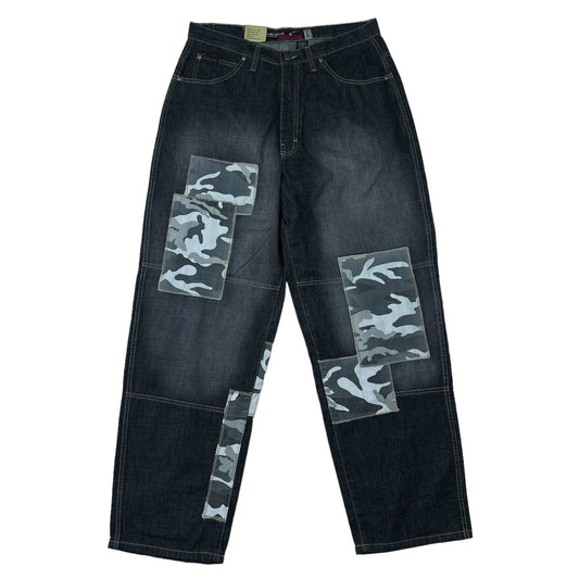 Vintage Y2K Jordan Craig Black Army Patchwork Denim Pants