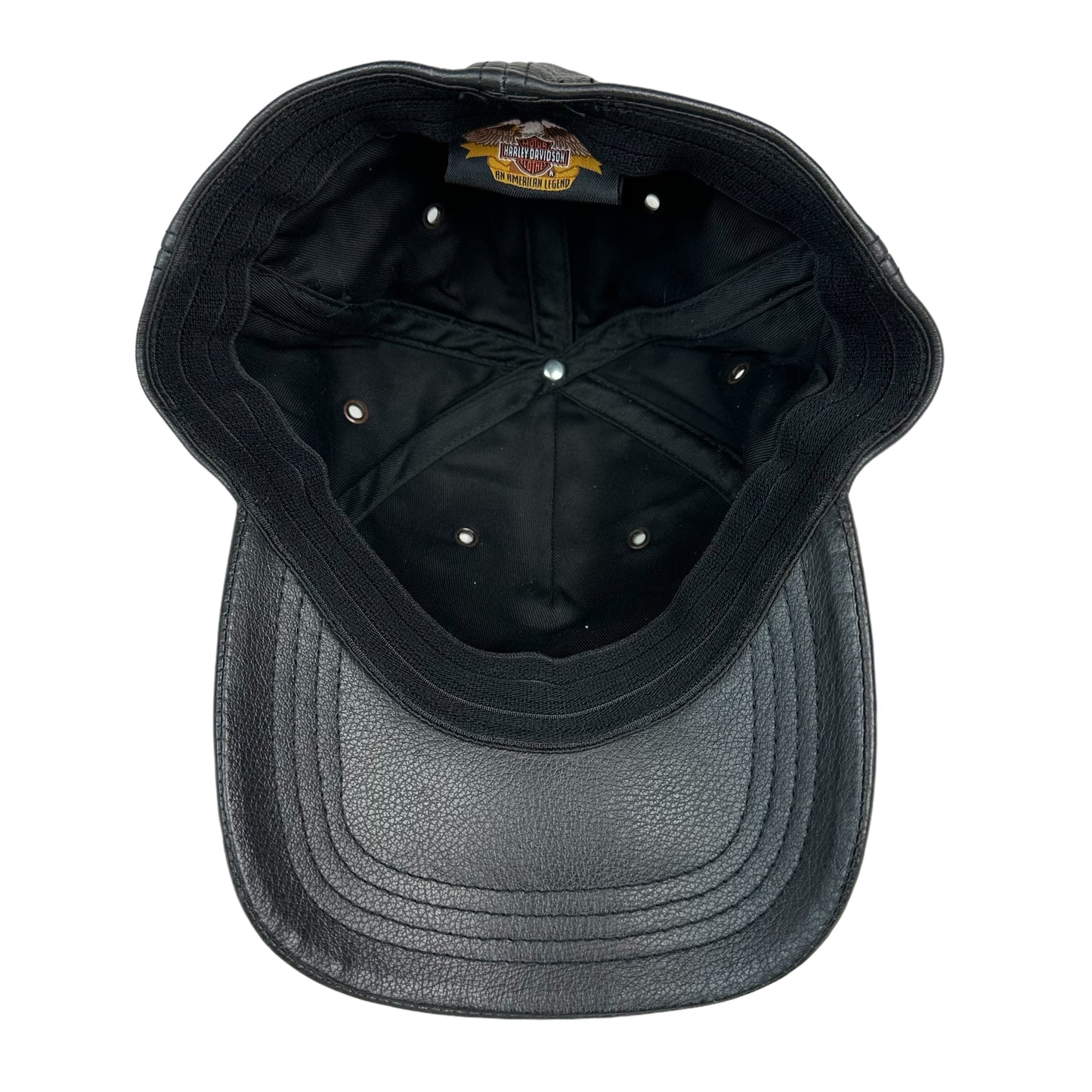 Vintage Harley Davidson Motorcycles 2003 Black Leather Fitted Hat