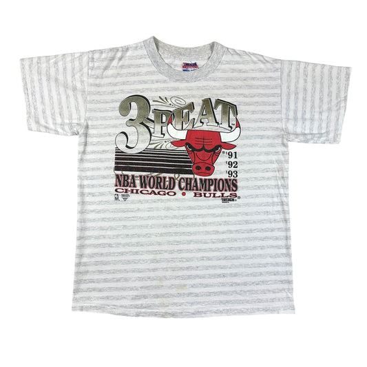 Vintage Chicago Bulls Shirt Trench 3-Peat Striped