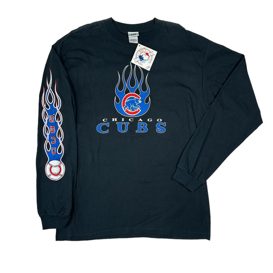 Vintage Chicago Cubs Lee Sport Black Flame Long Sleeve Tee