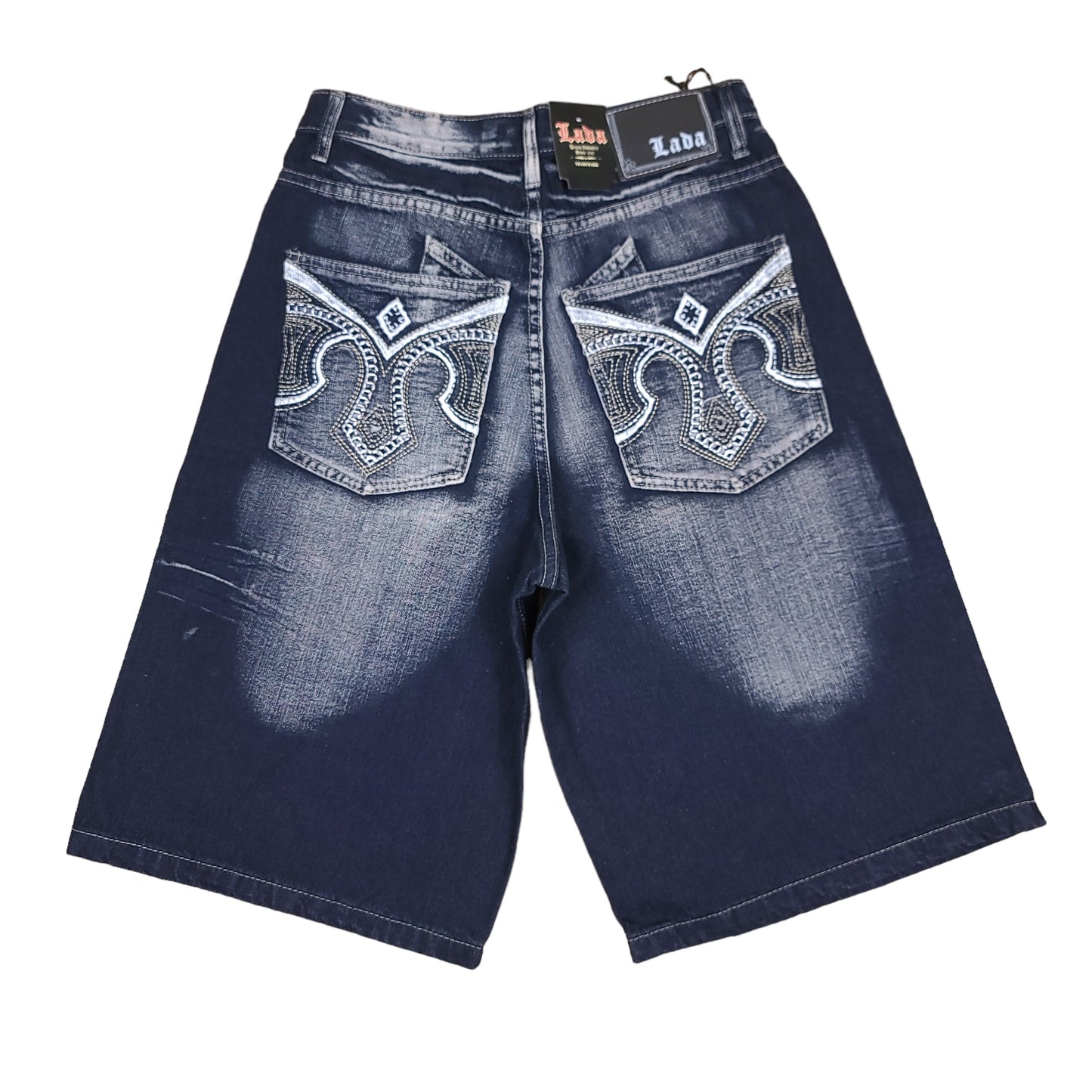 Vintage Y2K Blue Lada Embrodiered Denim Shorts