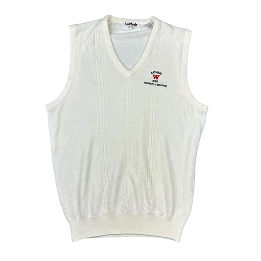 Vintage University of Wisconsin Nation Club Cream Knit Sweater Vest