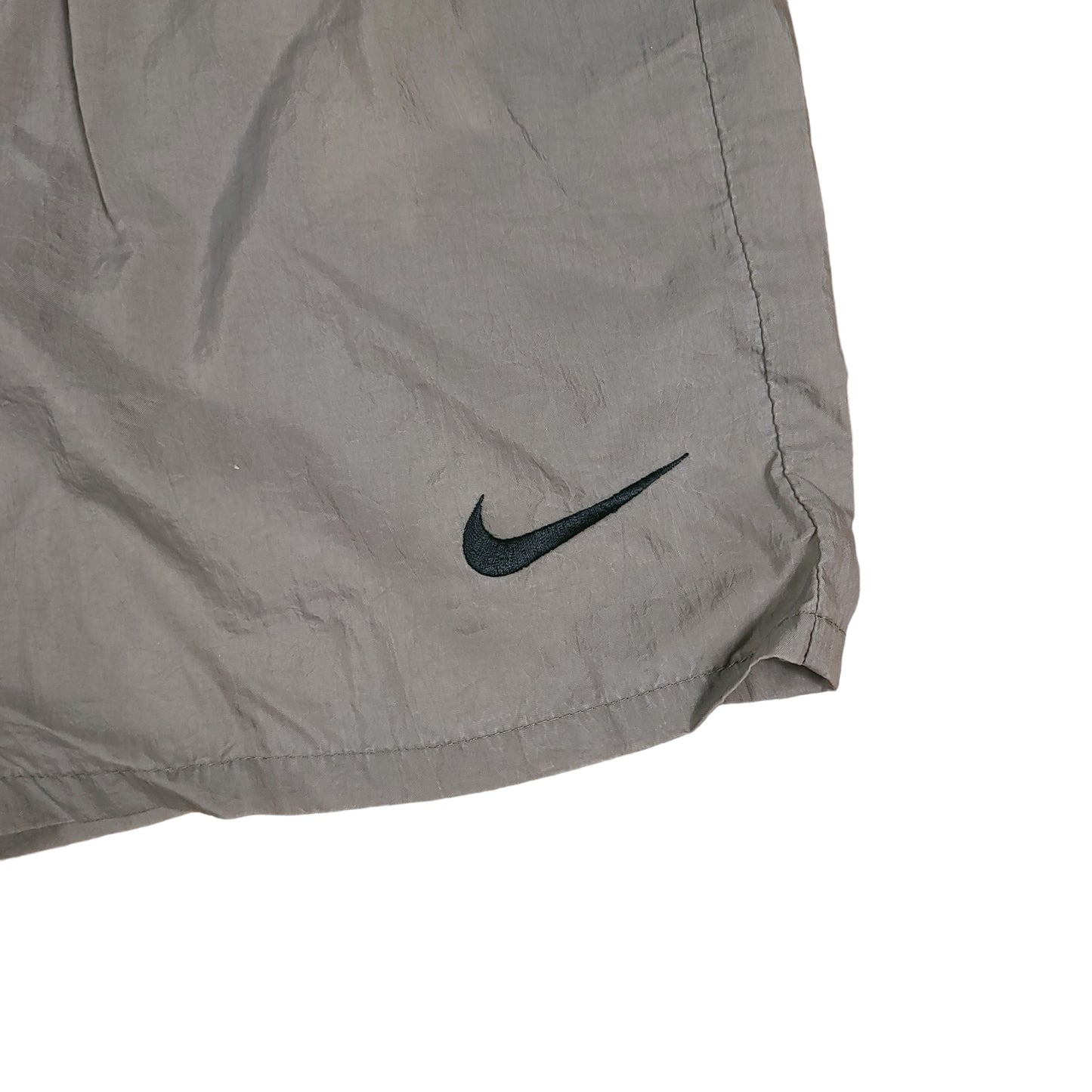 Vintage Nike Brown/Gray Big Swoosh Nylon Shorts