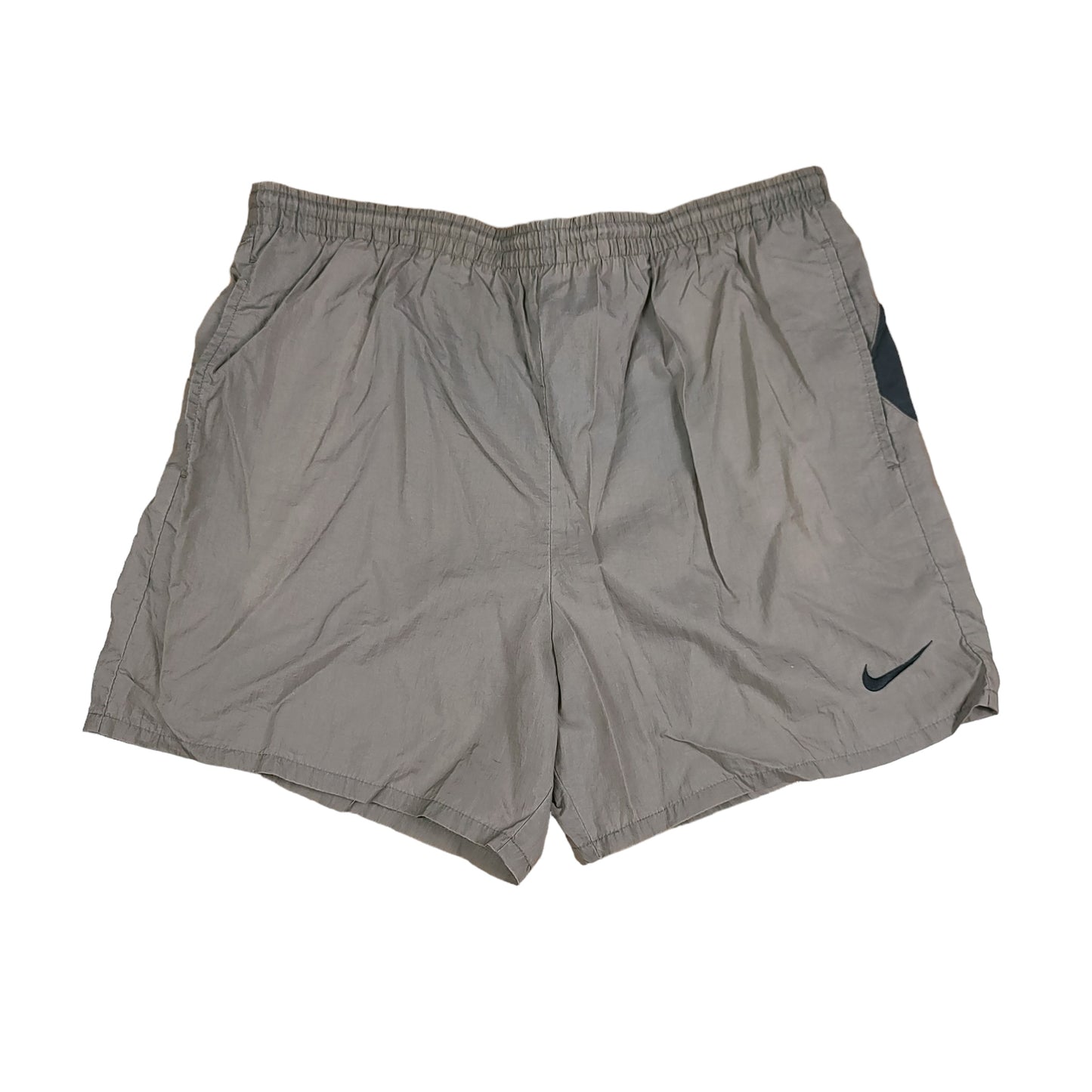 Vintage Nike Brown/Gray Big Swoosh Nylon Shorts