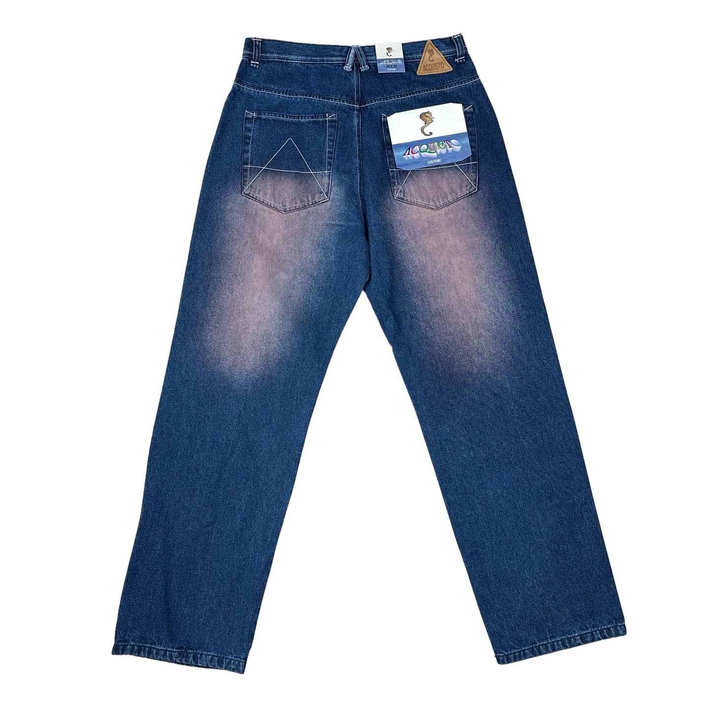 Vintage Y2K Acquisto Couture Blue Denim Pink Wash Pants