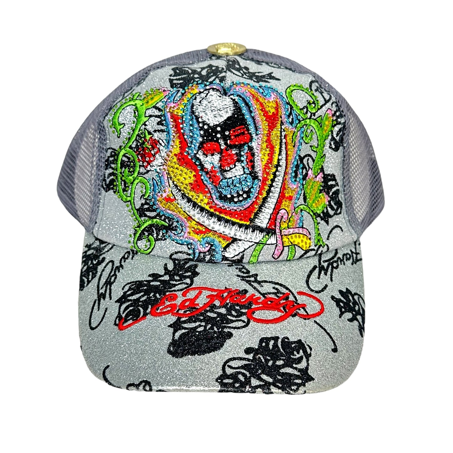 Ed Hardy Flaming Skull & Cross Swords Trucker Hat