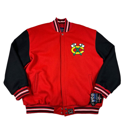 Chicago Blackhawks Jacket Wool Letterman Jeff Hamilton