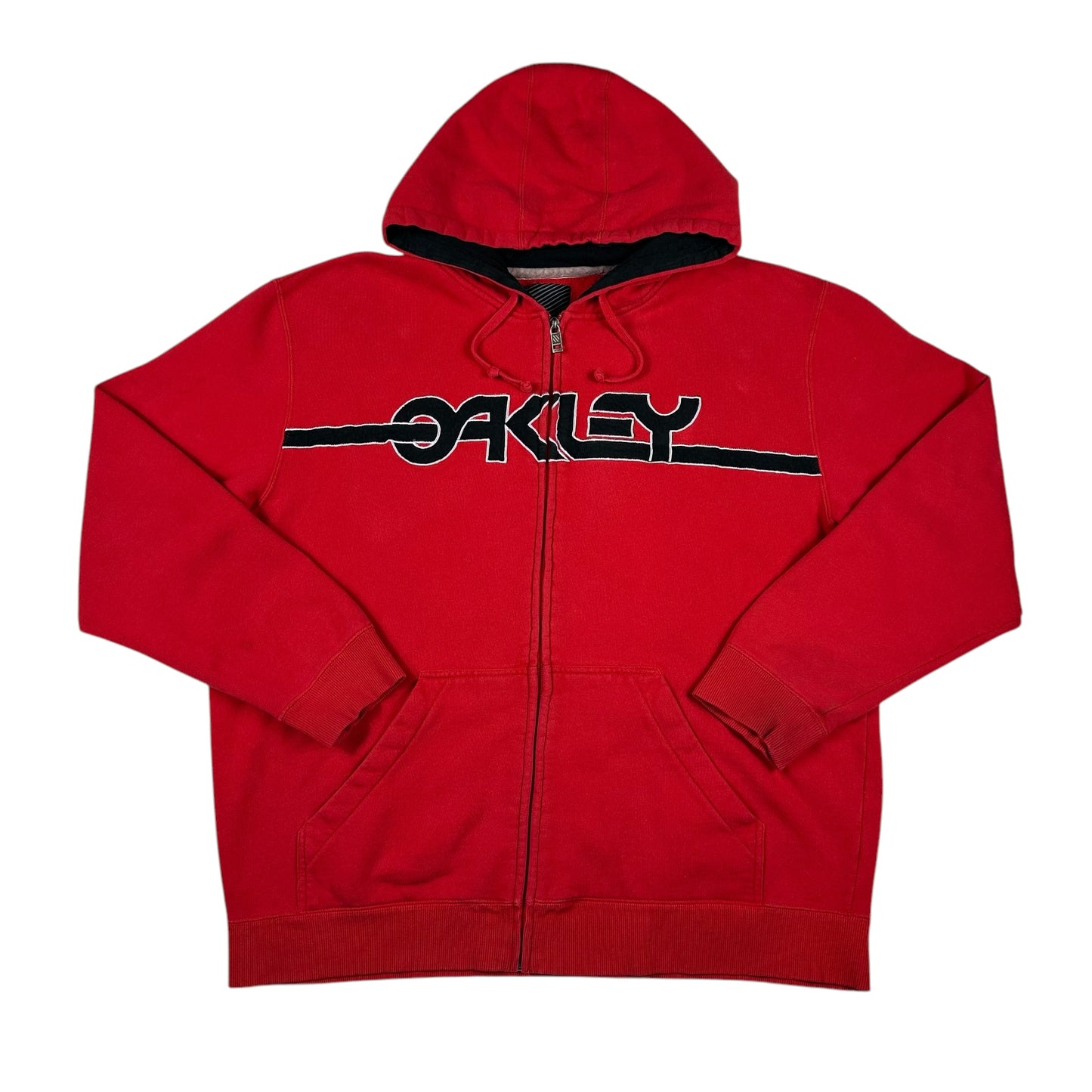 Oakley Hoodie Red Spellout Zip Up