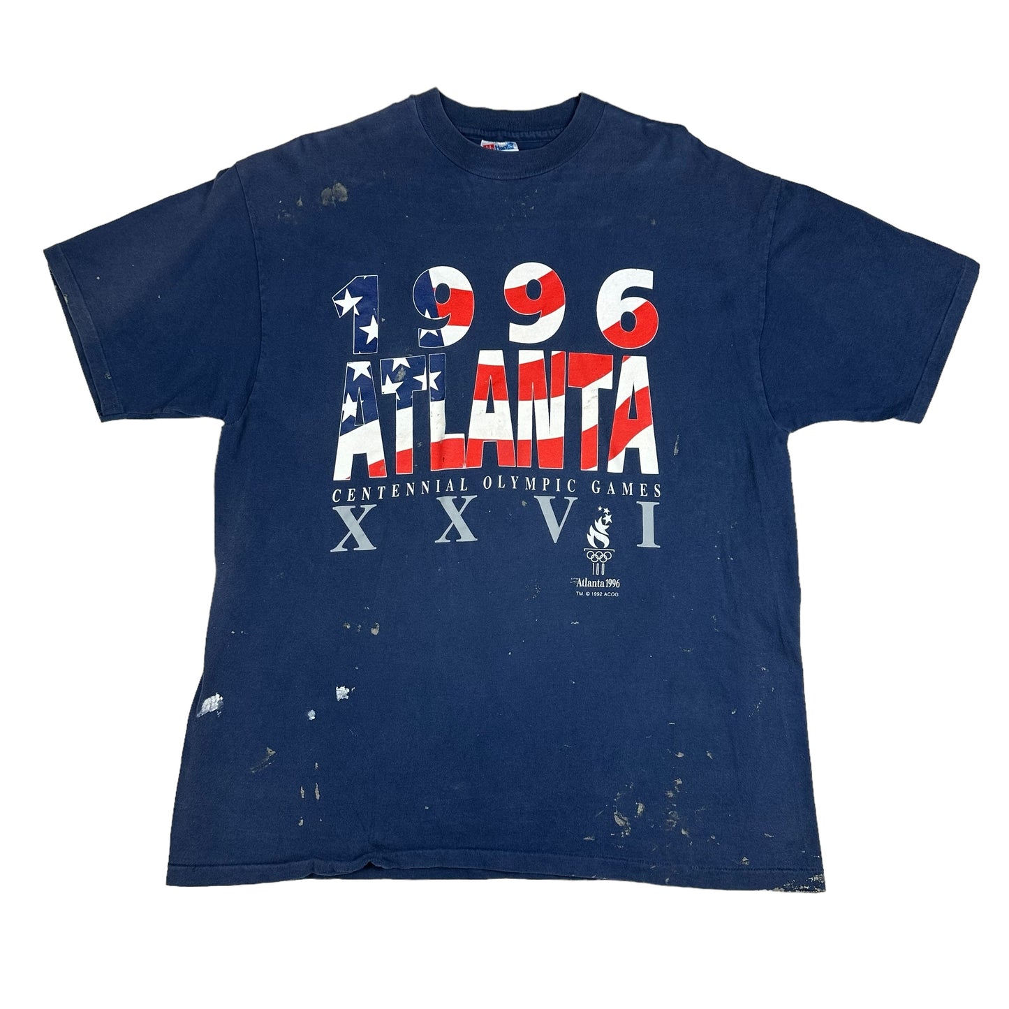 Vintage Atlanta 1996 Olympics Navy Blue Painters Tee