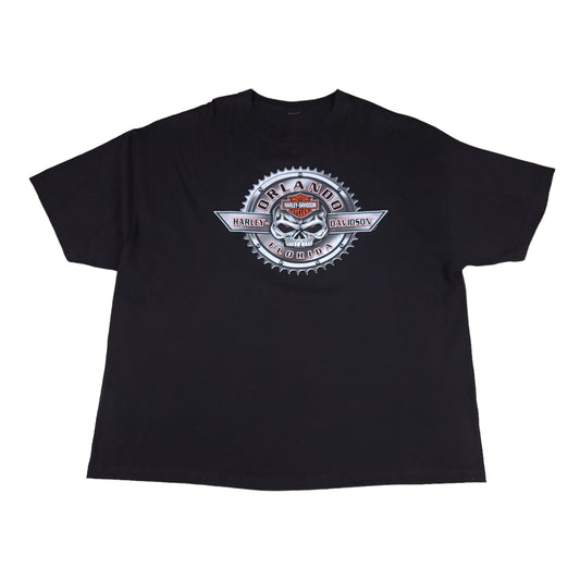 Harley Davidson Orlando Florida Black Skull Gear Tee