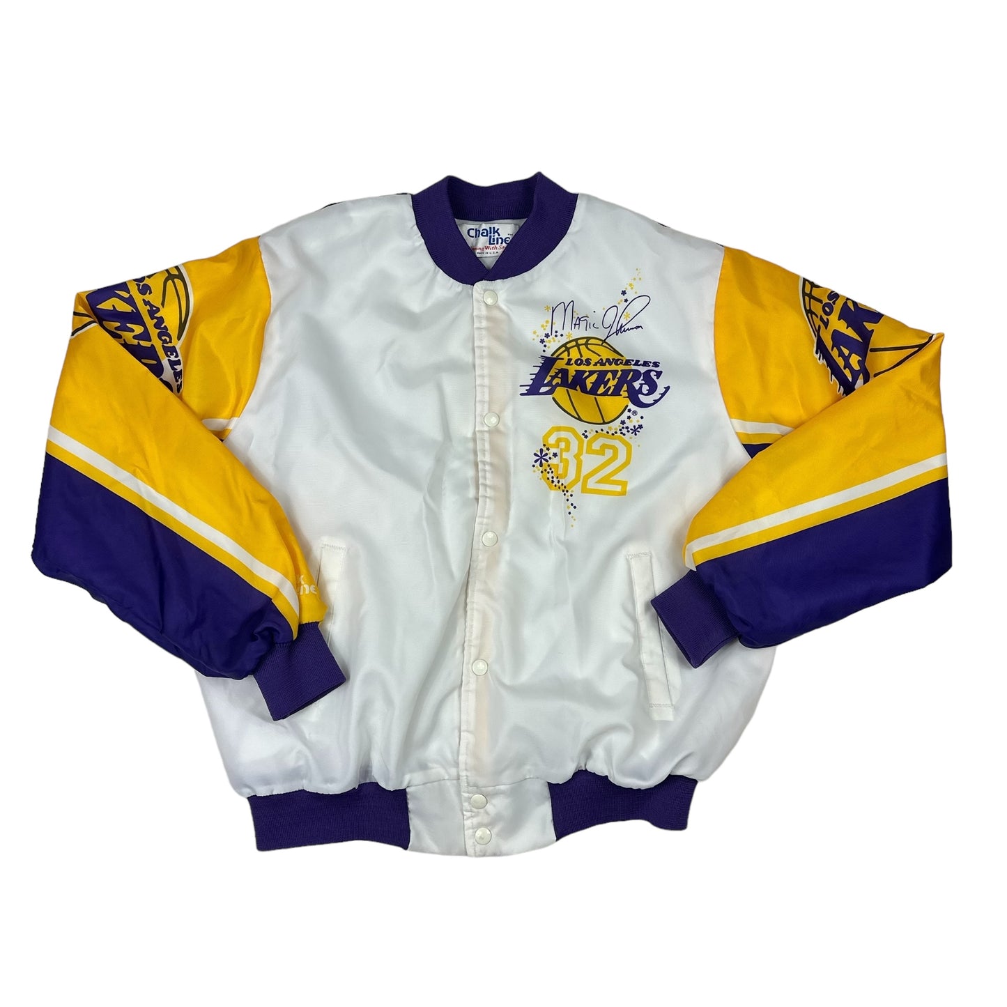 Vintage Magic Johnson Los Angeles Lakers Chalkline Fanimation Jacket