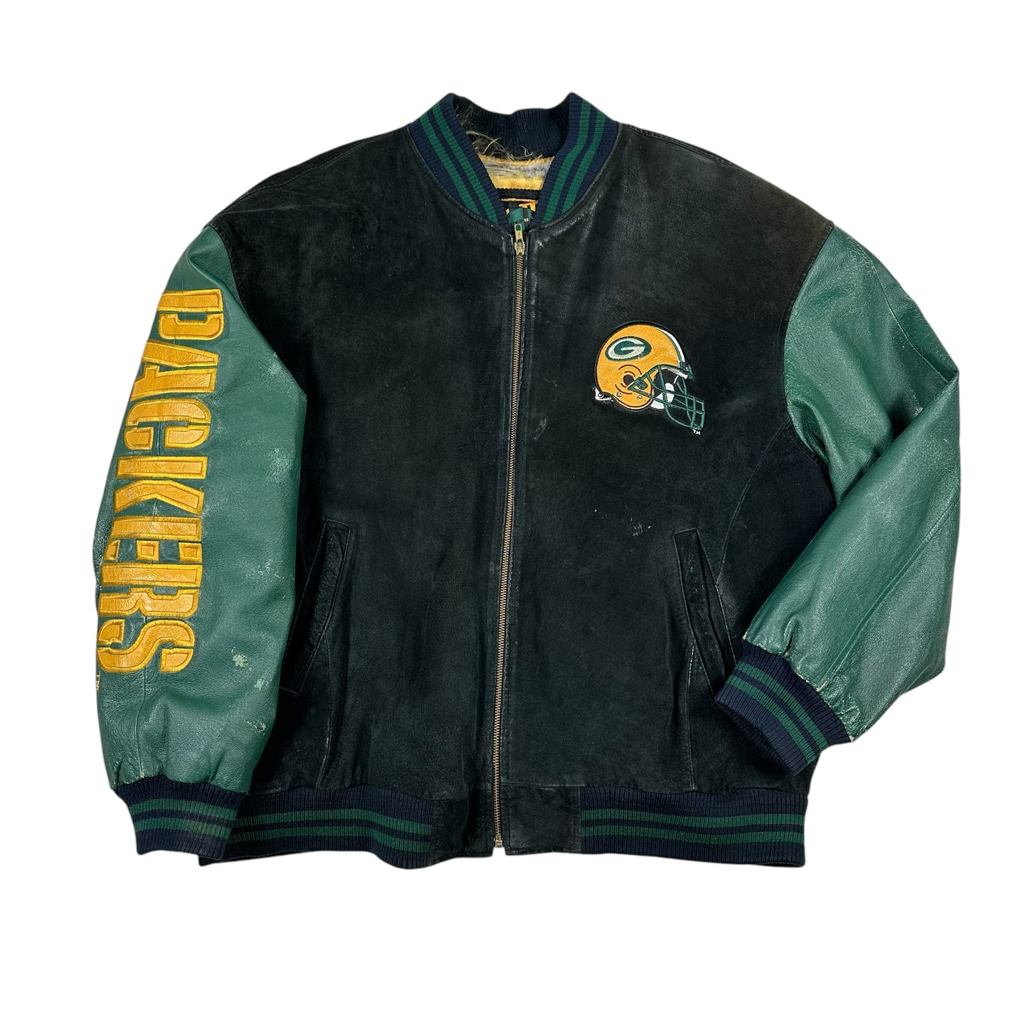 Vintage Green Bay Packers Jacket Leather Suede