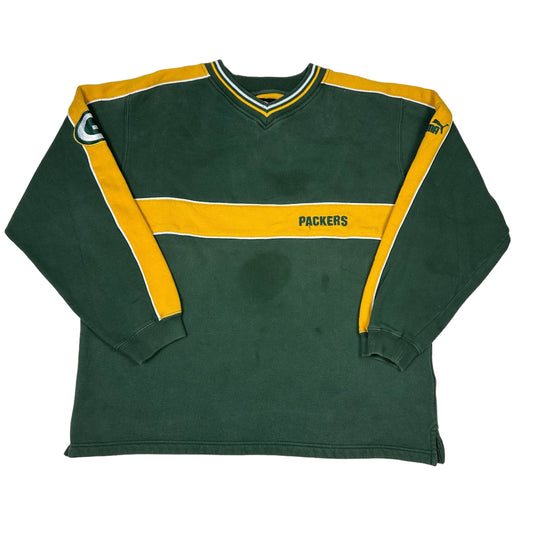 Vintage Green Bay Packers V-Neck Puma Sweatshirt