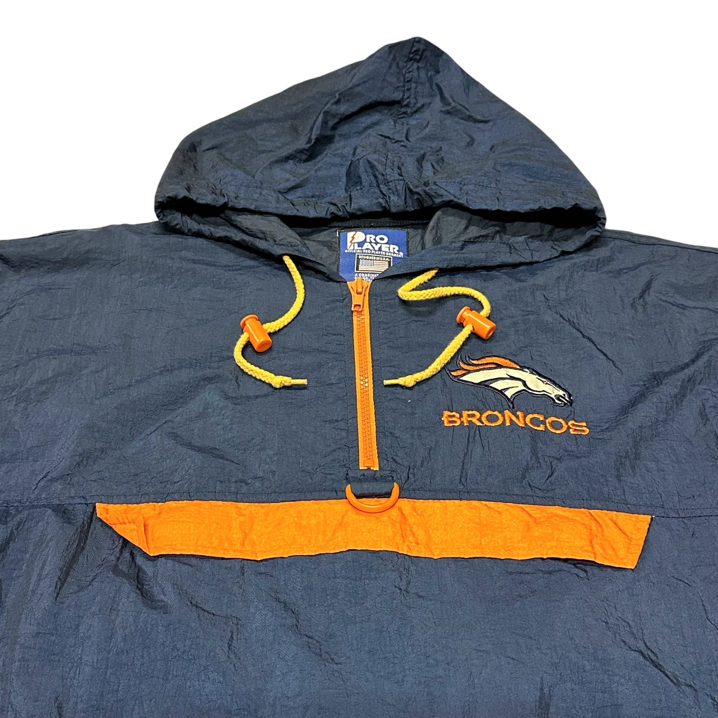 Vintage Denver Broncos NFL Pro Player Blue Windbreaker Pullover Jacket