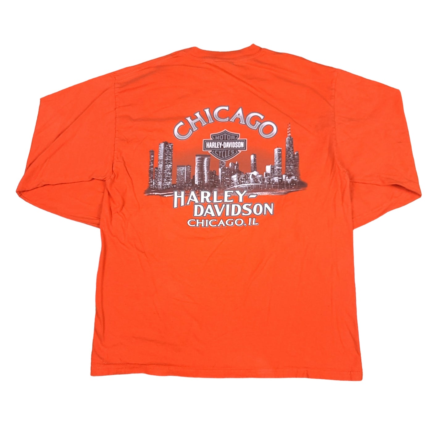 Harley Davidson Chicago Riders Edge Orange Long Sleeve Tee