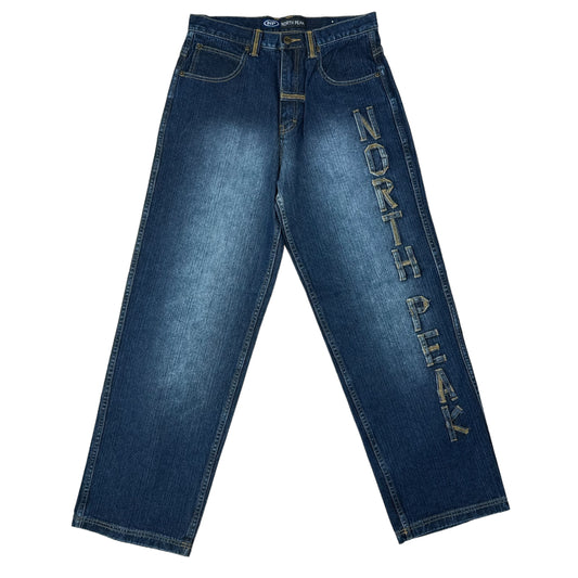 Vintage Y2K North Peak Dark Blue Spell Out Denim Pants