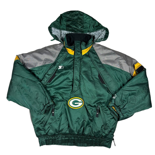 Vintage Green Bay Packers Jacket Starter Pullover w/ Hood