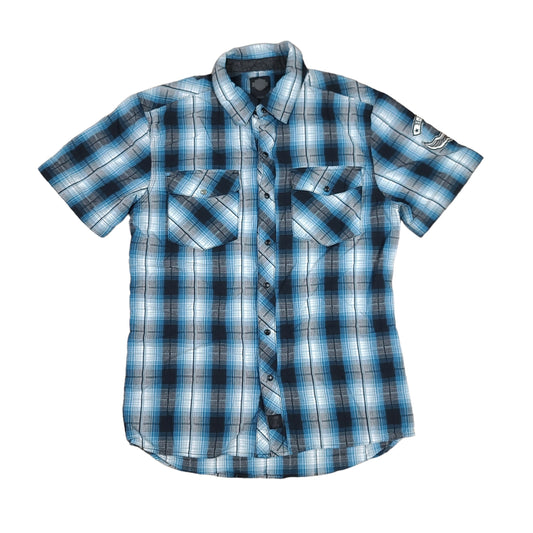 Harley Davidson Blue Short Sleeve Flannel Shirt