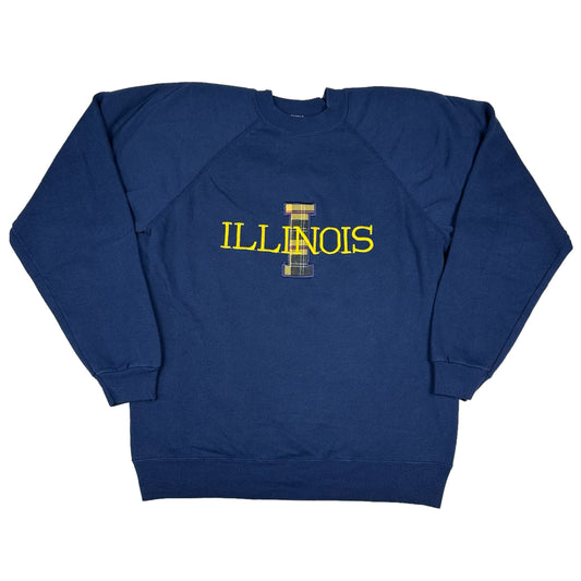 Vintage University of Illinois Champaign Urbana Navy Blue Embroidered Sweatshirt