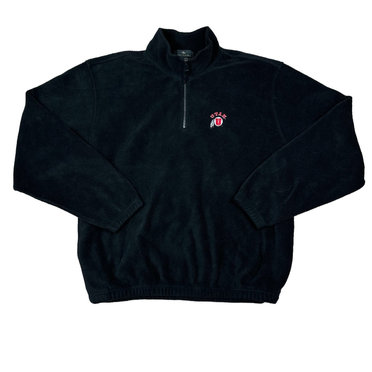 University of Utah Antigua Black Fleece 1/4 Zip Sweater