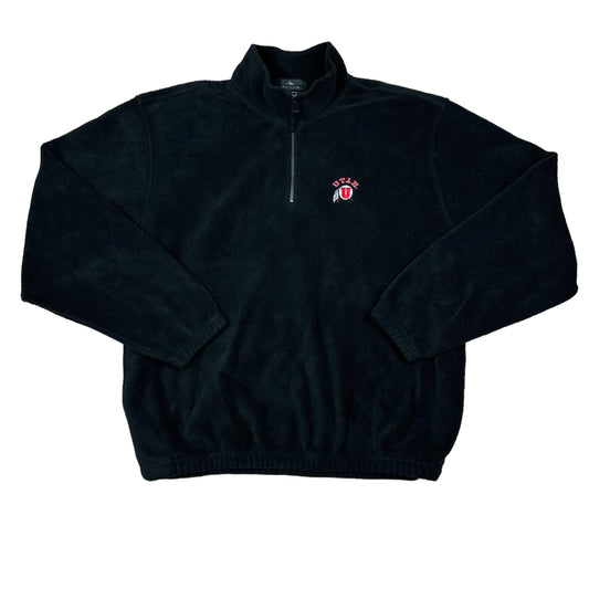 University of Utah Antigua Black Fleece 1/4 Zip Sweater