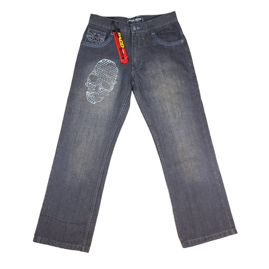 Y2K Vintage Black Skull Paco Jeans Denim Pants