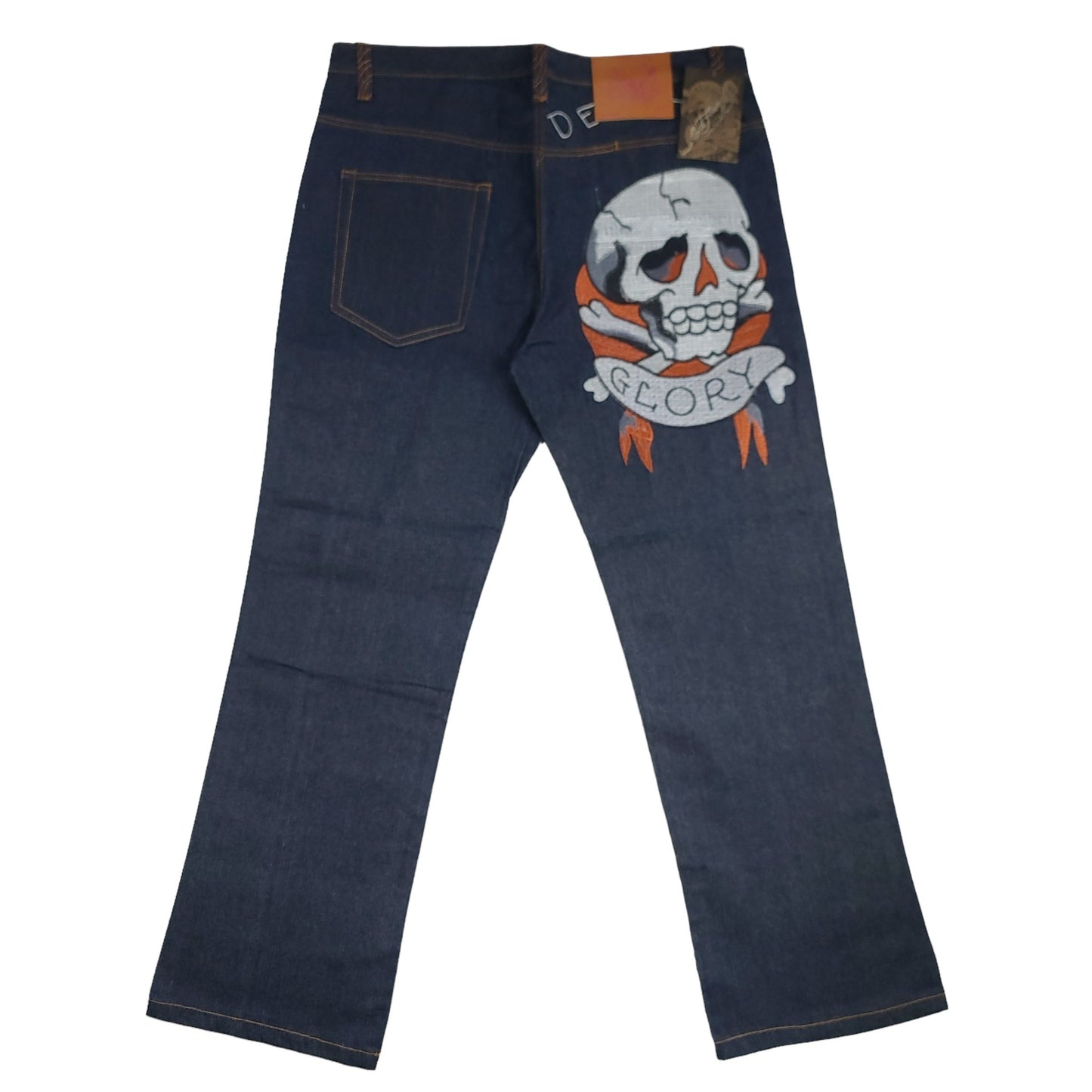 Vintage Y2K Ed Hardy Glory Skull & Crossbones Denim Pants (Unauthorized)