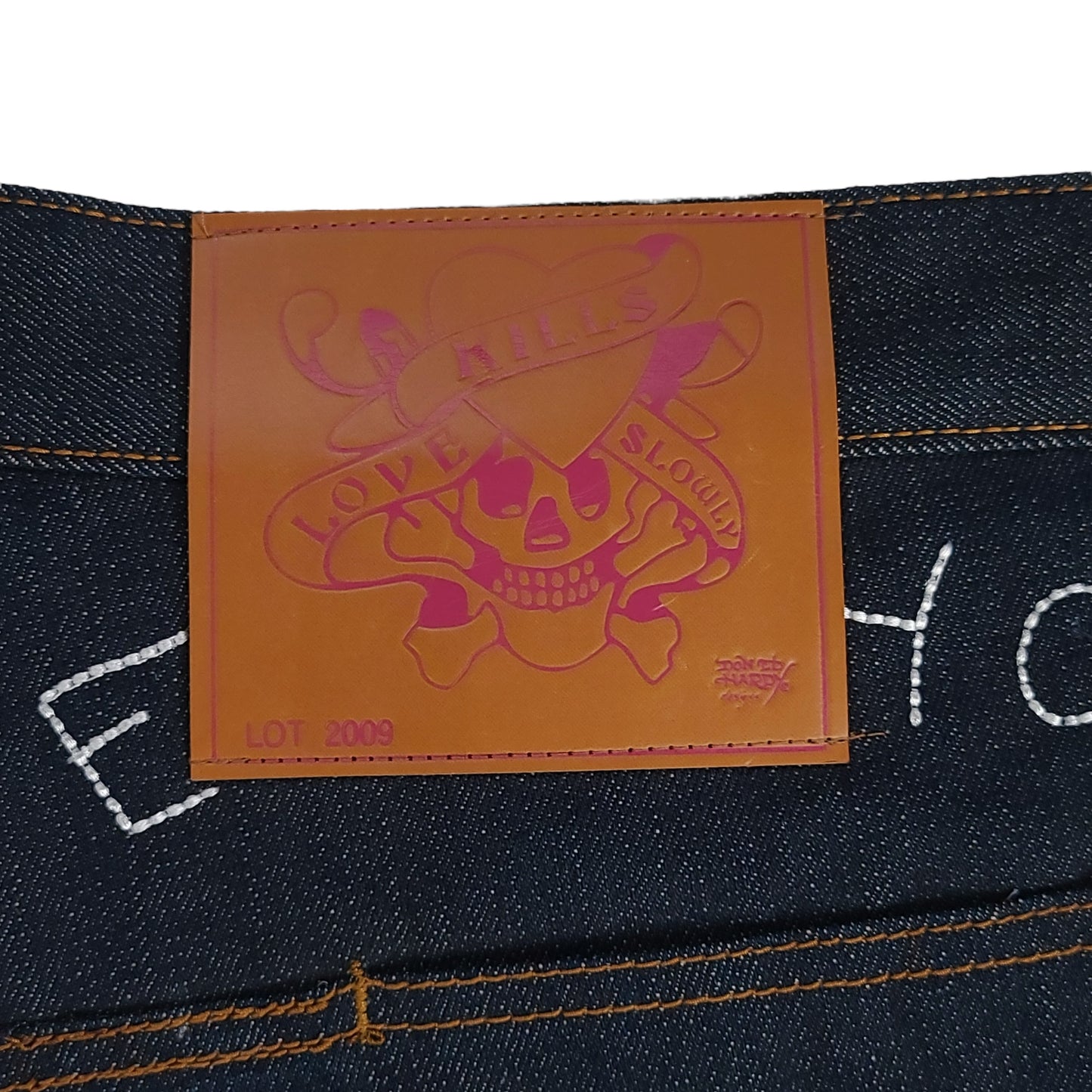 Vintage Y2K Ed Hardy Glory Skull & Crossbones Denim Pants (Unauthorized)