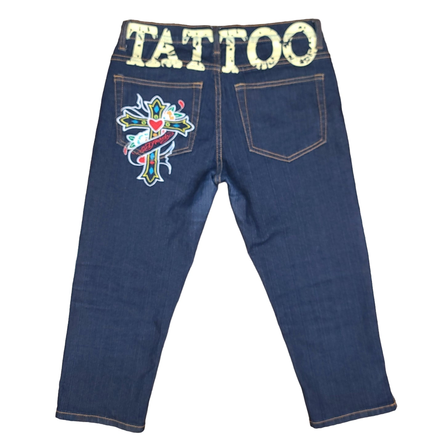 Vintage Y2K Ed Hardy Tattoo Missy Denim Capri Pants