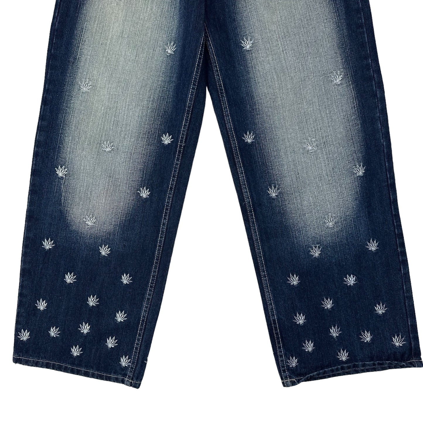 Vintage Y2K Victorious Marijuana Leaf Blue Denim Pants