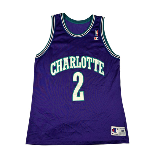 Larry Johnson Vintage Charlotte Hornets Jersey Champion Purple