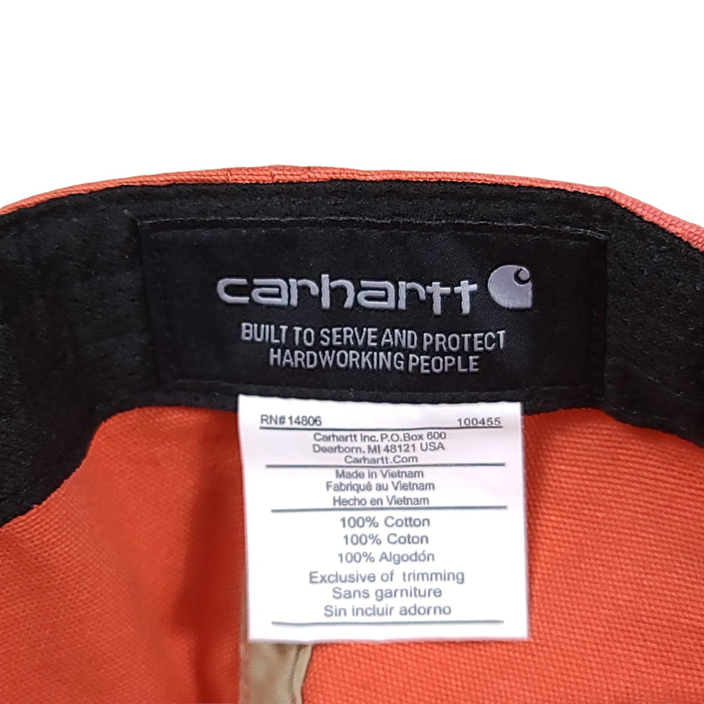 Carhartt Orange Velcro Back Hat