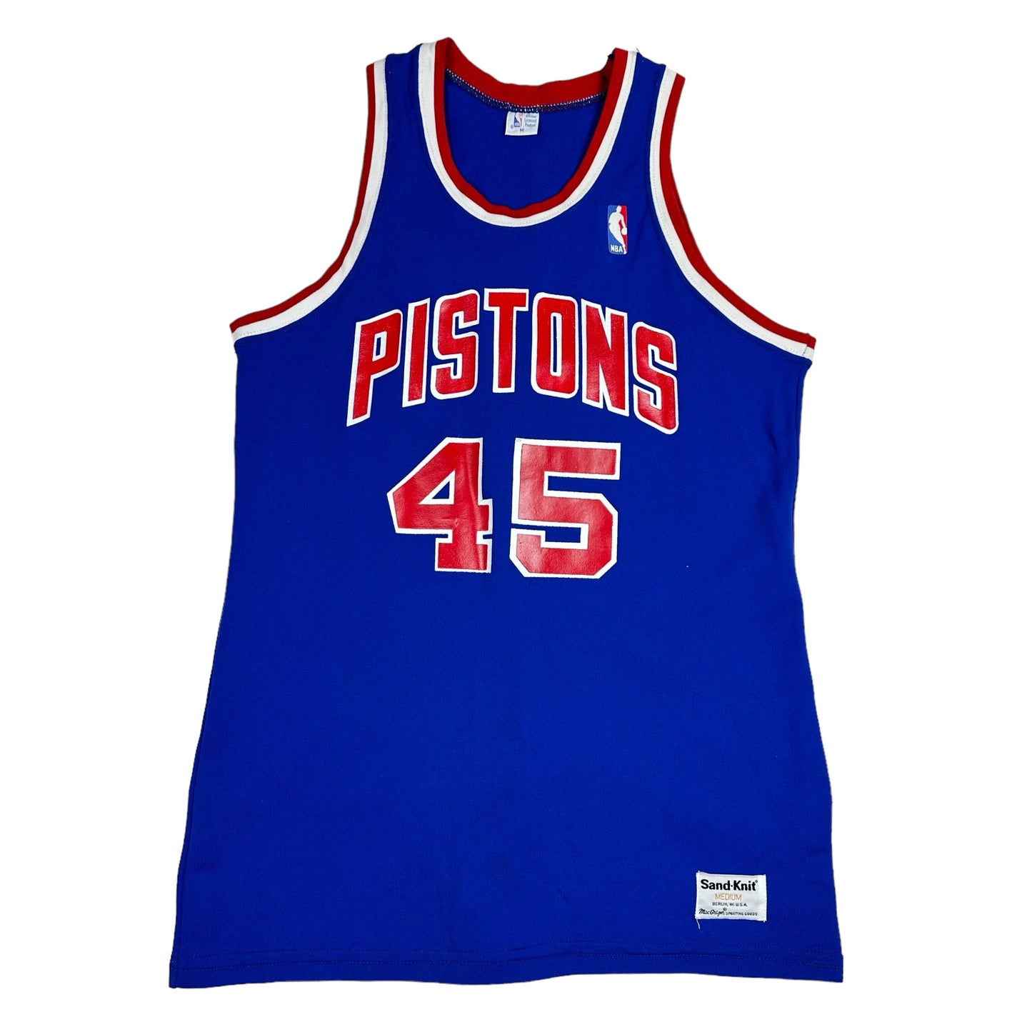 Vintage Adrian Dantley Detroit Pistons Blue Sand Knit Basketball Jersey