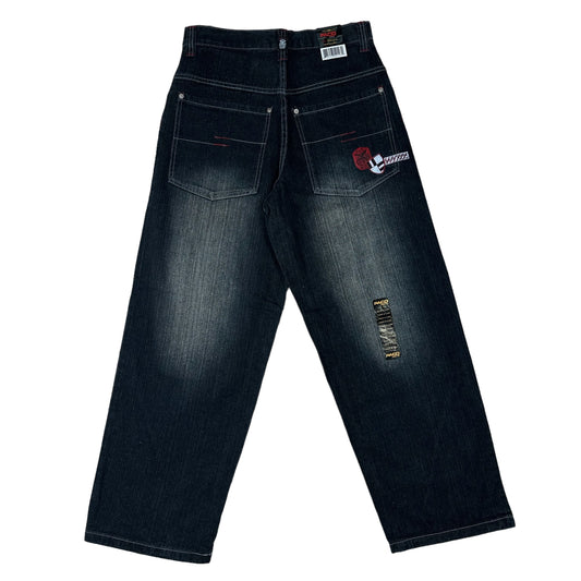 Vintage Y2K Paco Jeans Red Shield Dark Black Denim Pants