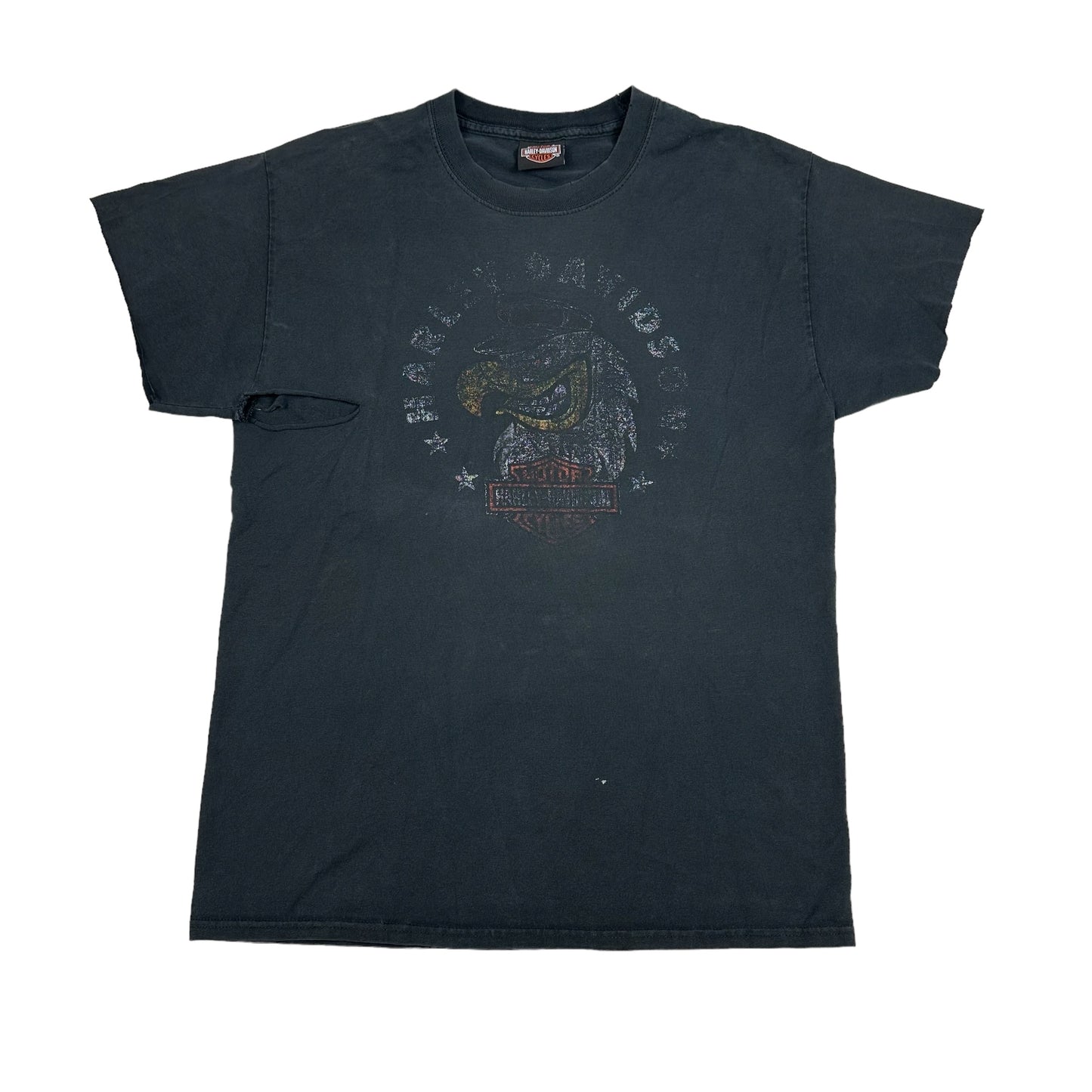 Vintage Harley Davidson Faded Black Eagle Tee (Distressed)